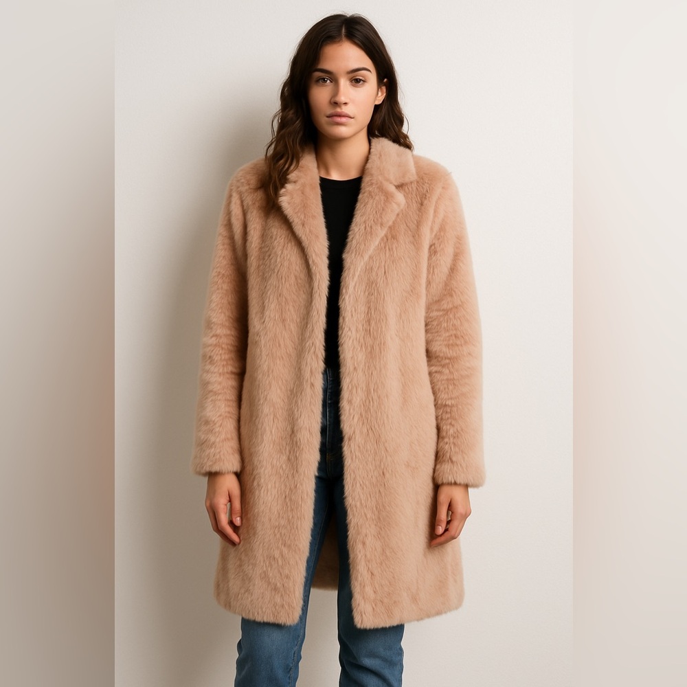 Blush pink fur coat